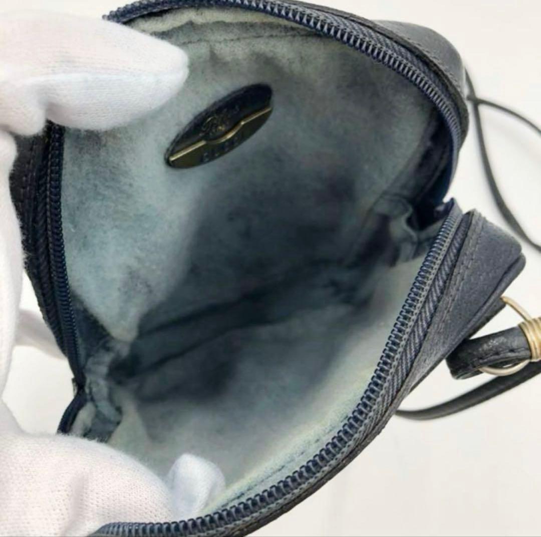 【OLD GUCCI】ミニショルダー 希少ネイビー GG Plus PVC