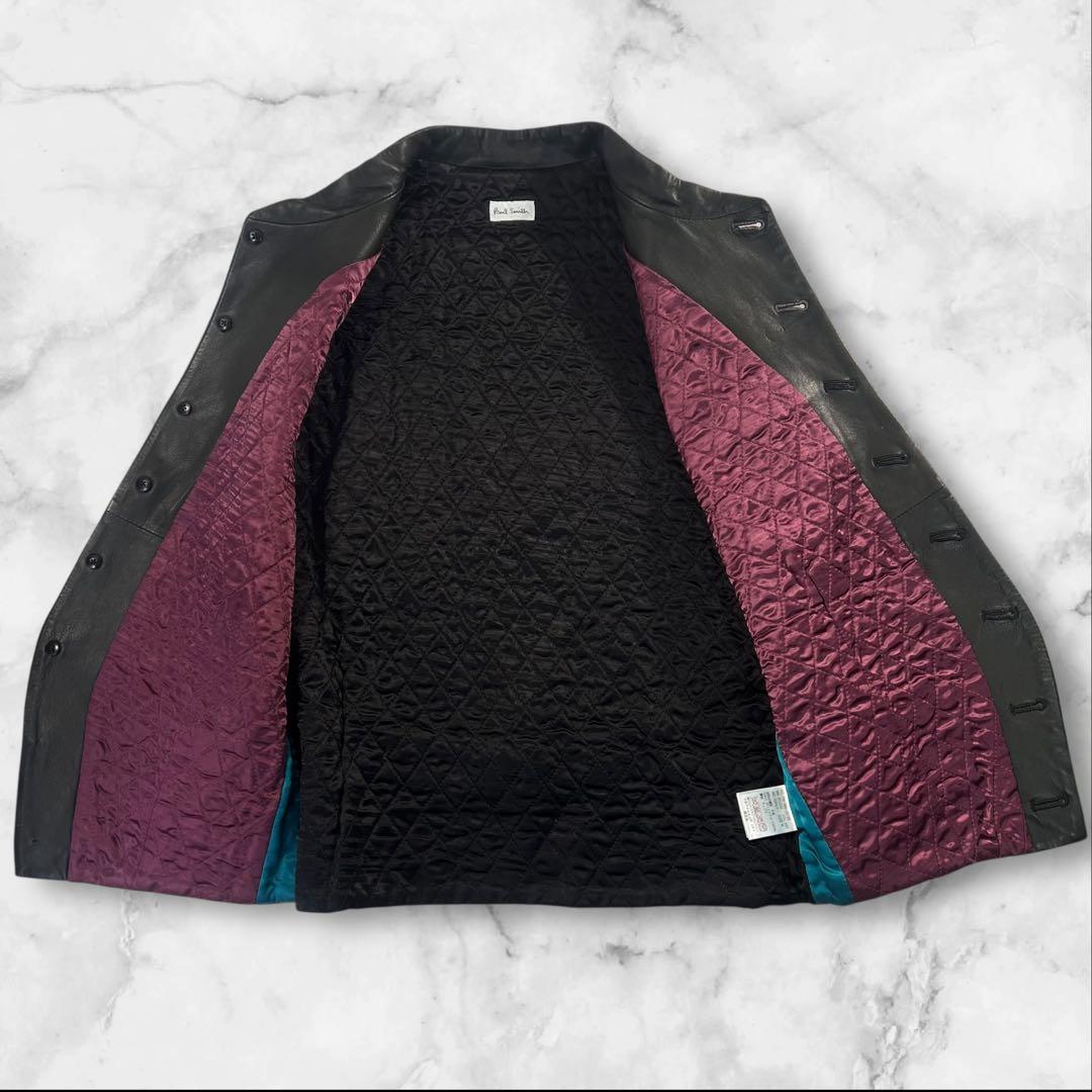 定価5.6万 極美品 Paul Smith 中綿入りレザーベスト ジレ サイズM